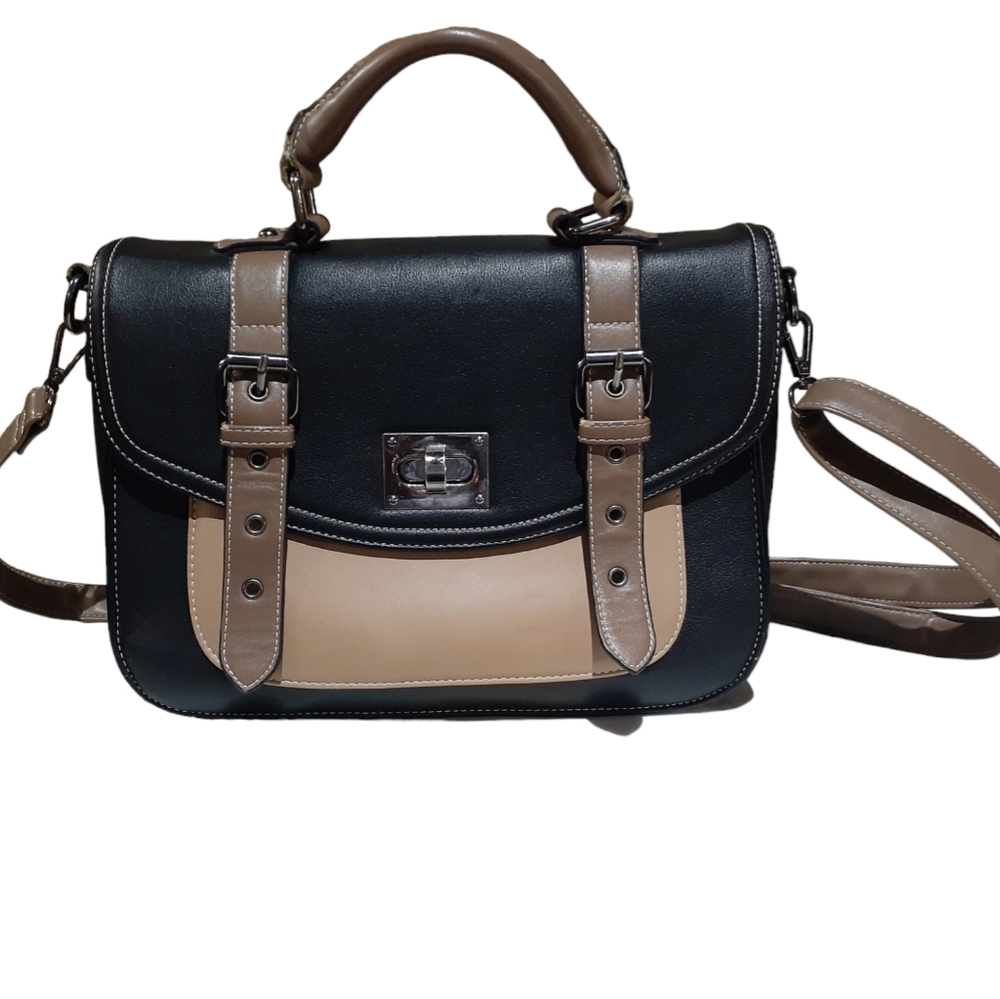 Pixie Mood Steph Sachel Tan Black Vegan Leather